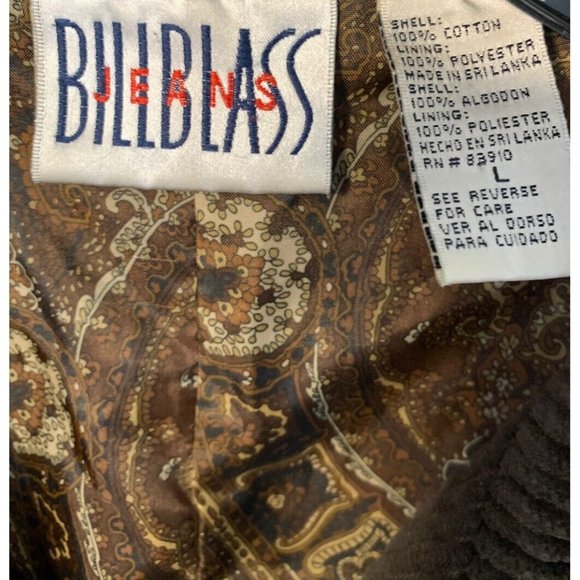 Billblass Jeans Ladies Brown Paisley Lined Corduroy Jacket Size Large - Picture 3 of 5